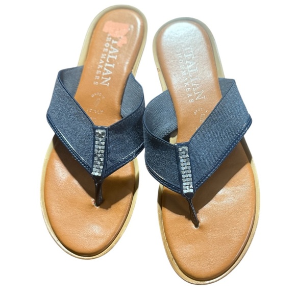 Italian Shoemakers Navy and Tan Sandals - Picture 1 of 4